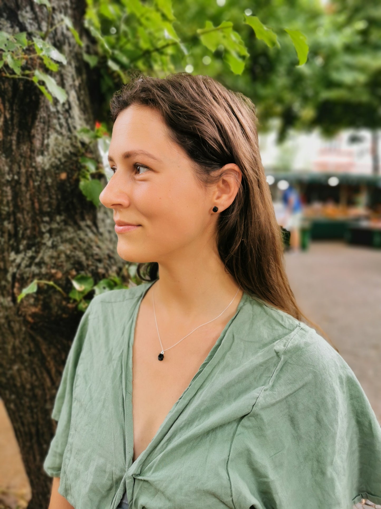 Black Obsidian Stud Earrings