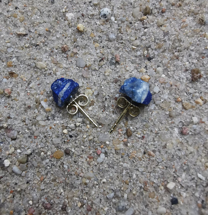 Lapis Lazuli Stone Stud Earrings