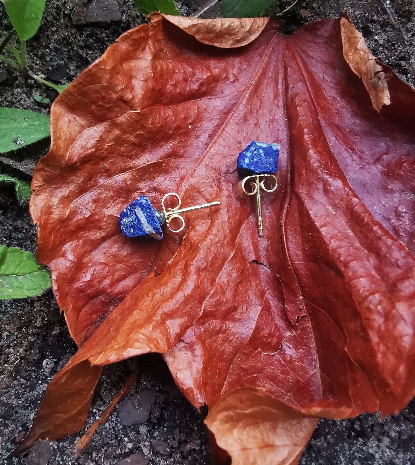 Lapis Lazuli Stone Stud Earrings