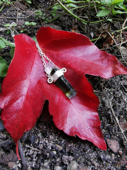 Pink Black Green Tourmaline Pendant